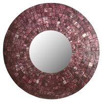 Plum Capiz Round Mirror