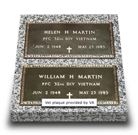 Double Depth Bronze Veteran Headstone no Vase