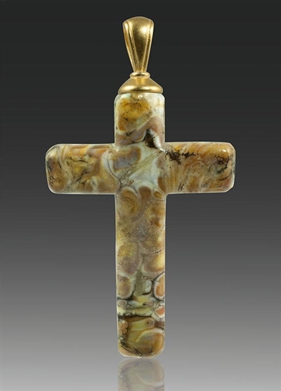 Calico Cross Glass Cremation Pendant