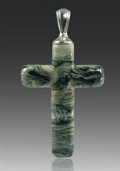 Granite Cross Glass Cremation Pendant