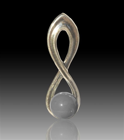 Harmony Silver & Glass Pearl Pendant - Grey