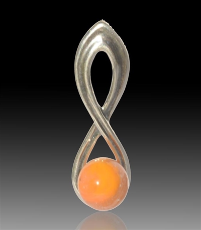 Harmony Silver & Glass Pearl Pendant - Orange