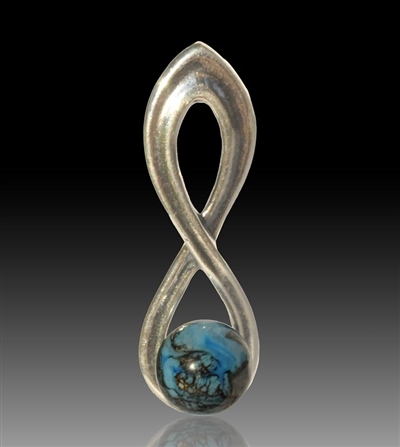 Harmony Silver & Glass Pearl Pendant - Turquoise