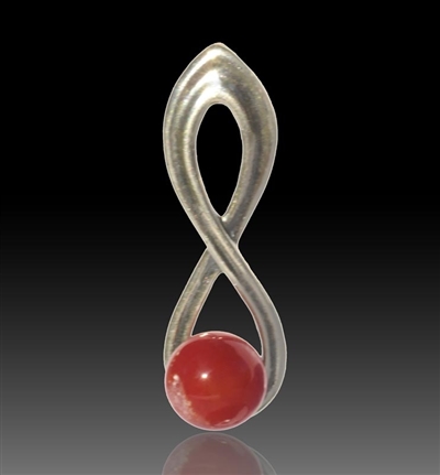 Harmony Silver & Glass Pearl Pendant - Red