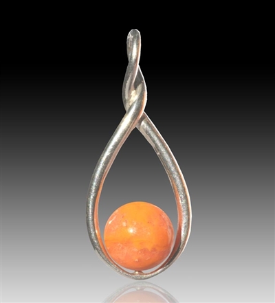 Melody Glass Pearl Cremation Pendant - Orange