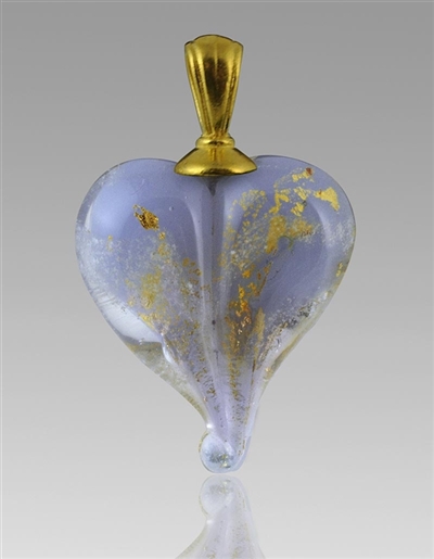 Lavender/Gold Heart Glass Cremation Pendant