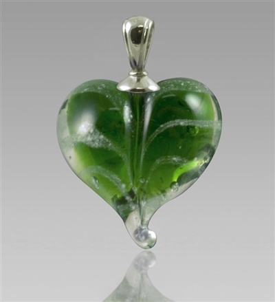 Green Heart Glass Cremation Pendant