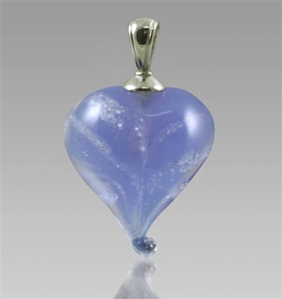 Lavendar Heart Cremation Glass Pendant