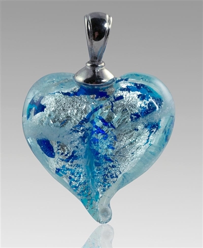Pulsar/Silver Heart Glass Cremation Pendant