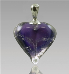 Purple Heart Glass Cremation Pendant