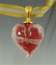 Red Heart Glass Cremation Pendant