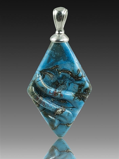 Turquoise Rhombic Glass Cremation Pendant