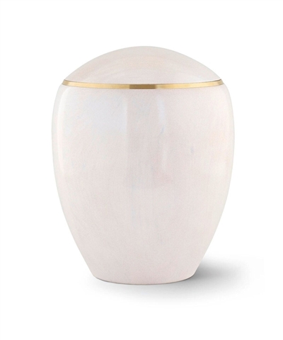 Ambient Pearl White Wood Urn