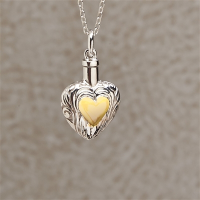 Silver & Gold Heart Cremation Jewelry