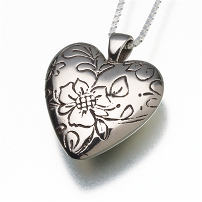 Floral White Bronze Heart Pendant