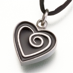 Black Enameled Pewter Heart