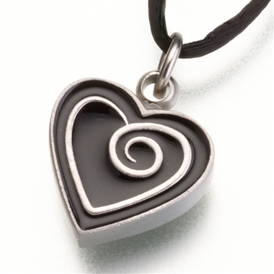 Black Enameled Pewter Heart