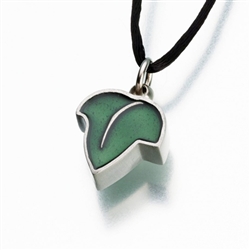 Enameled Green Leaf Cremation Jewelry