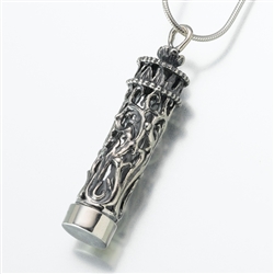 Antique Silver Filigree Casing Urn Necklace