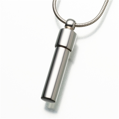 Silver Cylinder Tube Urn Necklace
