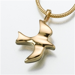 Gold Vermeil Dove Cremation Jewelry Pendant