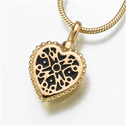 Small Gold Vermeil Filigree Heart Pendant