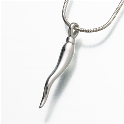 Silver Italian Horn Cremation Pendant