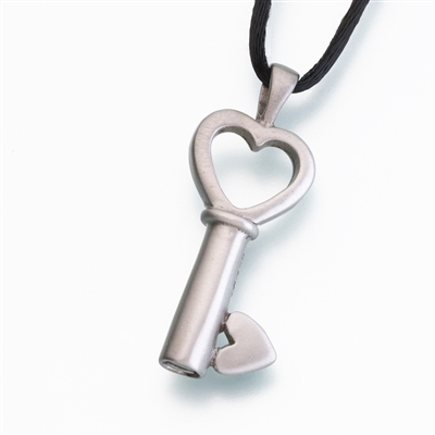 White Bronze Key to My Heart Cremation Pendant