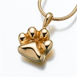 Gold Vermeil Paw Cremation Jewelry Pendant