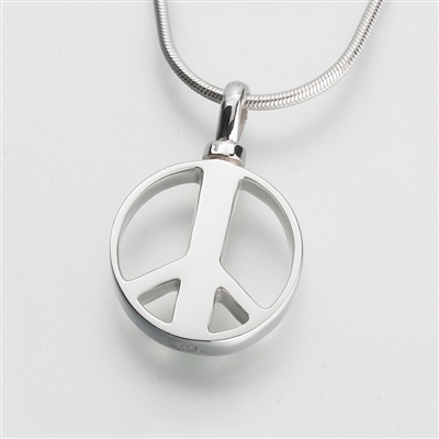 Silver Peace Sign Cremation Pendant