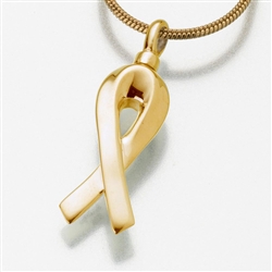 Gold Vermeil Remembrance Ribbon Cremation Pendant