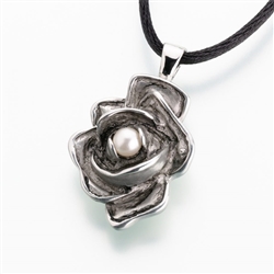 Pewter Rose & Pearl Cremation Pendant