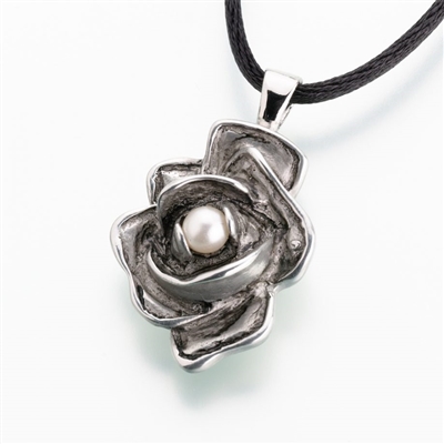 Pewter Rose & Pearl Cremation Pendant