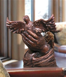 The Dove in Hands Bronze Urn