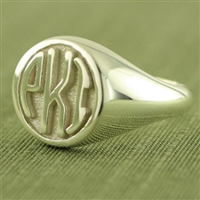 Women's Circle Monogram Ring, One Tone in Block Style