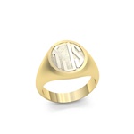 Women's Circle Monogram Ring, Two Tone in Block Style
