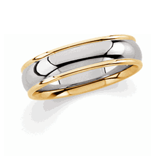 Laser-Engraved 6mm Comfort Fit Band with Round Edge, Two Tone 14k Gold
