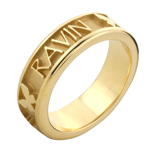 21k Solid Yellow Gold Allah Islam Islamic Name of God Mens Ring 14.7 Gr  Size 10 - Amin Jewelers