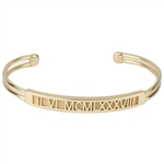 Roman Numeral Cuff Bracelet, One Tone with Rectangle Face