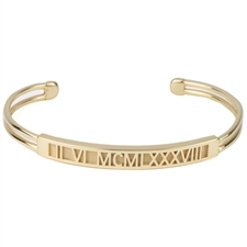 Roman Numeral Cuff Bracelet, One Tone with Rectangle Face
