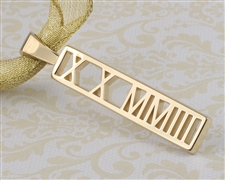 Petite Vertical Roman Numeral Pendant, Pierced One Tone 35mm