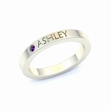 Stackable Name Ring with Gem