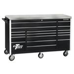 Extreme Tools Inc 72"  17 Drawer Triple Bank Roller Cabinet in Black