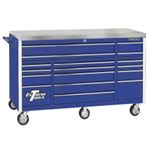 Extreme Tools Inc 72" 17 Drawer Triple Bank Roller Cabinet in Blue