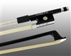 VIOLIN BOW BRAIDED CARBON FIBER ROUND, FULLY LINED EBONY FROG, NICKEL SILVER WIRE GRIP & TIP