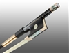 VIOLIN BOW BRAIDED CARBON FIBER ROUND, FULLY LINED EBONY FROG, 585 GOLD GRIP & TIP