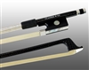 VIOLIN BOW BRAIDED CARBON FIBER ROUND, FULLY LINED EBONY FROG, STERLING SILVER WIRE GRIP & TIP