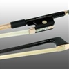 BASS BOW FRENCH BRAIDED CARBON FIBER ROUND, FULLY LINED EBONY FROG, 585 GOLD GRIP & TIP