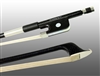 BASS BOW FRENCH BRAIDED CARBON FIBER ROUND, FULLY LINED EBONY FROG, NICKEL WIRE GRIP, PLASTIC TIP