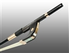 BASS BOW GERMAN BRAIDED CARBON FIBER OCTAGONAL, FULLY LINED EBONY FROG, 585 GOLD GRIP & TIP